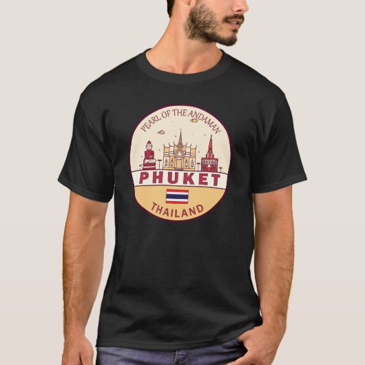 Phuket Thailand City Skyline Emblem T-shirt (Voorkant)