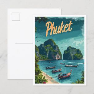 Phuket Thailand  kunst reisillustratie Briefkaart