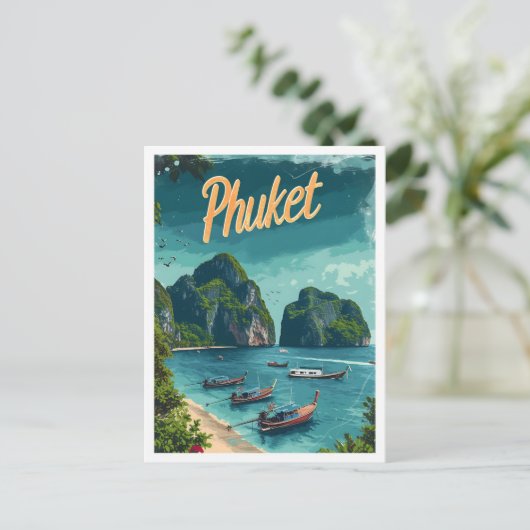 Phuket Thailand  kunst reisillustratie Briefkaart (Staand voorkant)