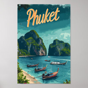 Phuket Thailand kunst reisillustratie Poster