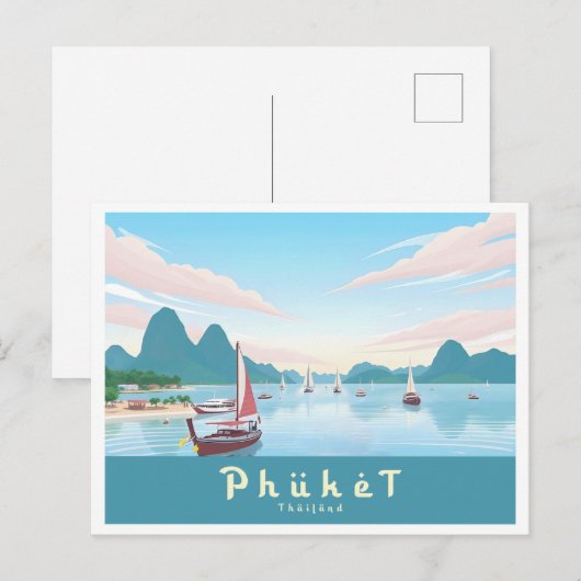Phuket Thailand Pastelreizen Briefkaart (Voorkant / Achterkant)