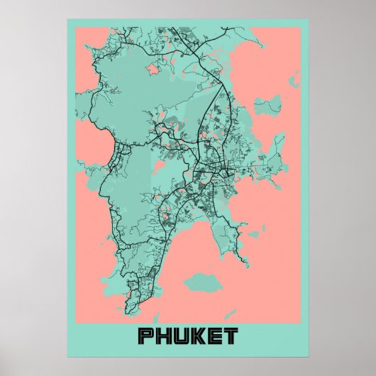 Phuket - Thailand Peony City Map Poster (Voorkant)