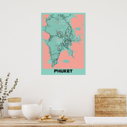 Phuket - Thailand Peony City Map Poster (Keuken)