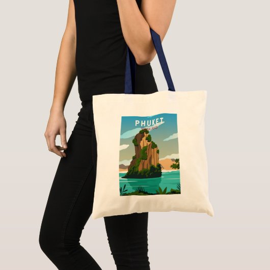 Phuket Thailand Retro Briefkaart Tote Bag (Voorkant (product))