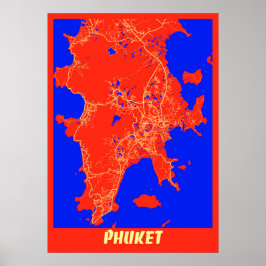 Phuket - Thailand Retro City Map Poster