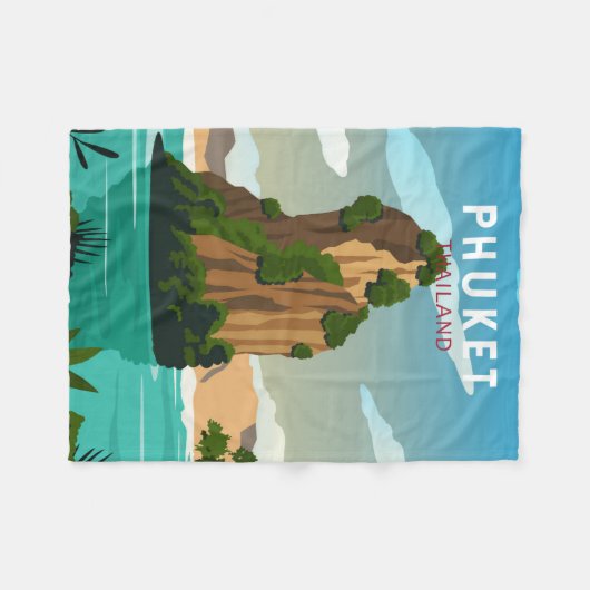 Phuket Thailand Retro Fleece Deken (Voorkant (Horizontaal))