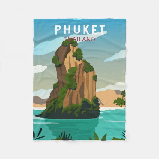 Phuket Thailand Retro Fleece Deken (Voorkant)