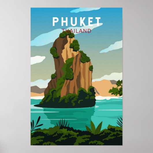 Phuket Thailand Retro Poster (Voorkant)