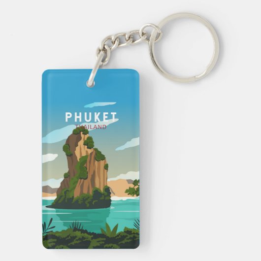 Phuket Thailand Retro Sleutelhanger (achterkant)