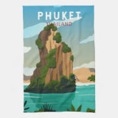 Phuket Thailand Retro Theedoek (Verticaal)