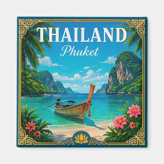 🌴 Phuket Thailand Strandherinnering Van Eilandrei Magneet (Voorkant)