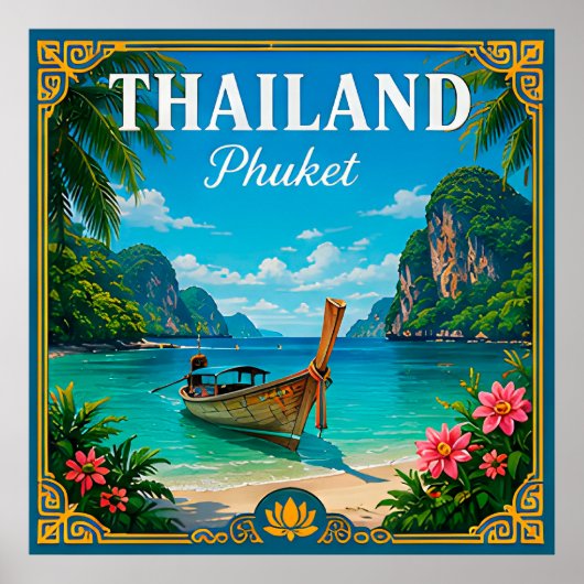 🌴 Phuket Thailand Strandherinnering Van Eilandrei Poster (Voorkant)