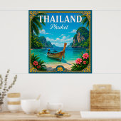 🌴 Phuket Thailand Strandherinnering Van Eilandrei Poster (Keuken)
