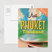 Phuket Thailand vintage-poster Briefkaart (Voorkant / Achterkant)