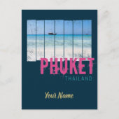 Phuket Thailand Vintage Strand Panorama Souvenir Feestdagenkaart (Voorkant)
