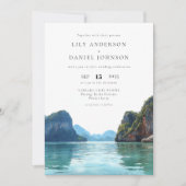 Phuket Thailand Watercolor QR Code Wedding Kaart (Voorkant)