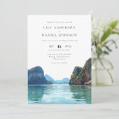 Phuket Thailand Watercolor QR Code Wedding Kaart (Staand voorkant)