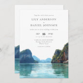 Phuket Thailand Watercolor QR Code Wedding Kaart (Voorkant / Achterkant)