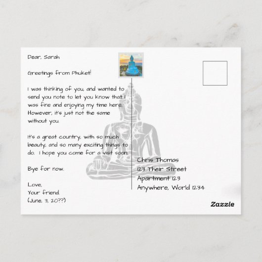 Phuket Thailand Zeegezicht Modern Briefkaart (Achterkant)