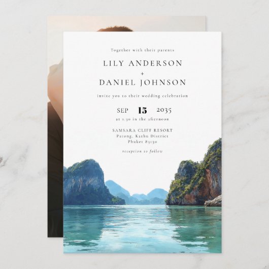 Phuket Thaniland Destination Photo Wedding Kaart (Voorkant / Achterkant)