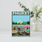 Phuket vintage reisposter. briefkaart (Staand voorkant)