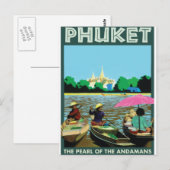 Phuket vintage reisposter. briefkaart (Voorkant / Achterkant)