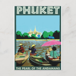 Phuket vintage reisposter. briefkaart