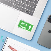 Phuket Vooruit ⚠ Thais Verkeersbord ⚠ Sticker (Laptop met iPhone)