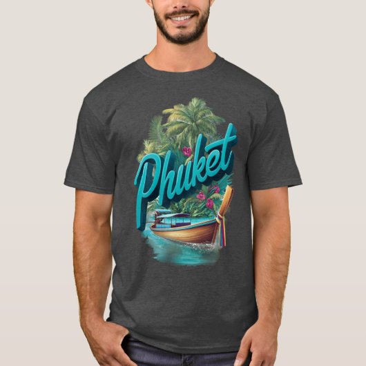 Phuketropicalhailand design with longtail boat fun t-shirt (Voorkant)