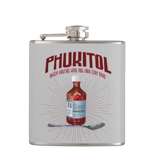 Phukitol - grappig frustratie medicijn heupfles (Voorkant)