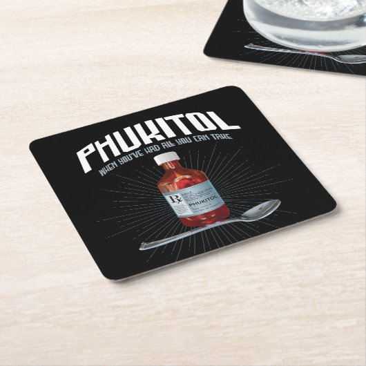 Phukitol - grappig frustratie medicijn kartonnen onderzetters (Schuin)