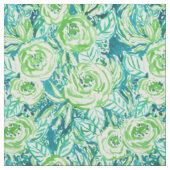 PHUNKY PHRESH Green Aqua Boho Floral Waterverf Stof (Swatch)