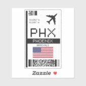 PHX Phoenix Boarding Pass - Reizen naar Arizona Sticker (Vel)