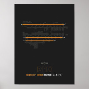 PHX - Phoenix Sky Harbor Airport Runway Diagram AR Poster