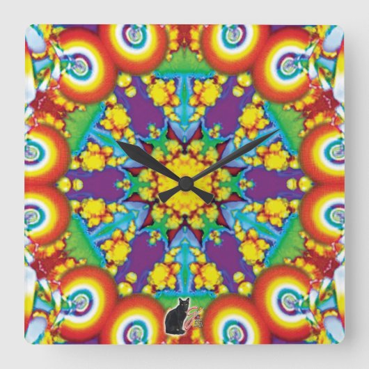 Phyletic Kaleidoscope Vierkante Klok (Voorkant)