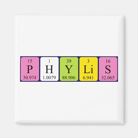 Phylis periodieke table name magnet (Voorkant)