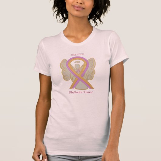 Phyllodes Tumor Awareness Ribbon Angel Art Shirten T-shirt (Voorkant)