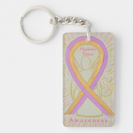 Phyllodes Tumor Awareness Ribbon Angel Sleutelhang Sleutelhanger (Voorkant)