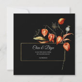 Physalis (Chinese Lantaarn) Wedding Invitation Kaart (Achterkant)