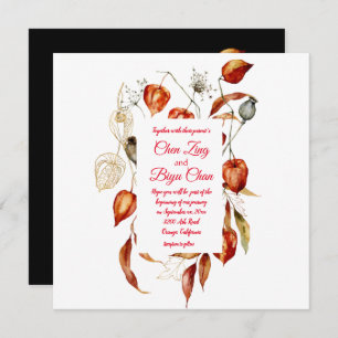 Physalis (Chinese Lantaarn) Wedding Invitation Kaart