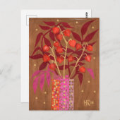 Physalis Chinese lanthantaarns paper Collage Flora Briefkaart (Voorkant / Achterkant)