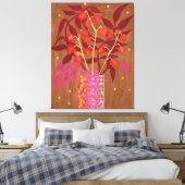 Physalis Chinese lanthantaarns paper Collage Flora Canvas Afdruk (Insitu (Slaapkamer))