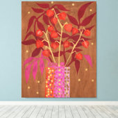 Physalis Chinese lanthantaarns paper Collage Flora Canvas Afdruk (Insitu (Houten vloer))