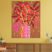 Physalis Chinese lanthantaarns paper Collage Flora Canvas Afdruk (Insitu (Woonkamer))