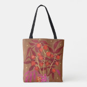 Physalis Chinese lanthantaarns paper Collage Flora Tote Bag (Achterkant)