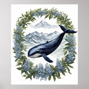 Physeter macrocephalus Walvis Met Berglaurier Poster