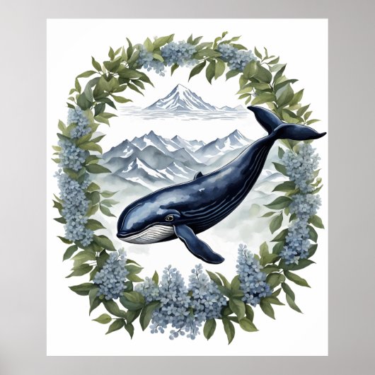Physeter macrocephalus Walvis Met Berglaurier Poster (Voorkant)