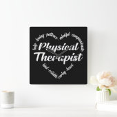 Physical Therapist Heart Word Cloud Vierkante Klok (Huis)