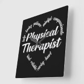 Physical Therapist Heart Word Cloud Vierkante Klok (Hoek)