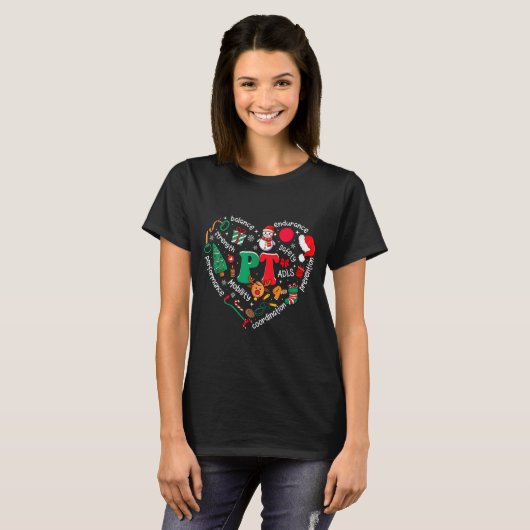 Physical Therapy Christmas Heart Pt Therast Xmas M T-shirt (Voorkant volledig)